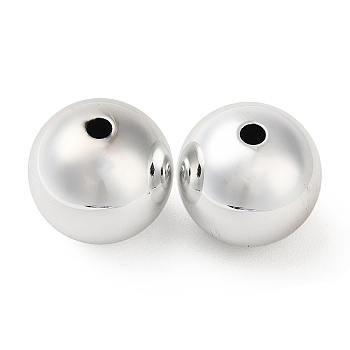 Plating Acrylic Beads, Round, Silver Plated, 20mm, Hole: 3mm
