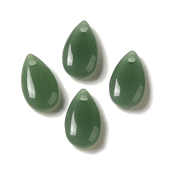 Glass Pendants, Imitation Gemstone, Teardrop Charms, Sea Green, 14x8x4mm, Hole: 1.2mm
