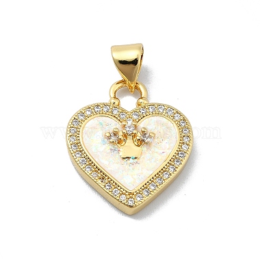 Real 18K Gold Plated Old Lace Heart Brass+Cubic Zirconia Pendants