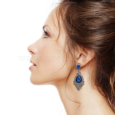Fibloom 3 paires de boucles d'oreilles pendantes en verre de 3 couleurs en forme de larme(EJEW-FI0001-88)-4