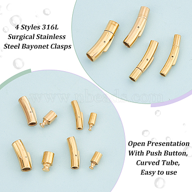 olycraft 4 ensembles 4 styles 316l fermoirs à baïonnette en acier inoxydable chirurgical(STAS-OC0001-16)-4