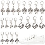 24Pcs 6 Styles Mushroom Alloy Shoe Charms, with Lobster Claw Clasps, Antique Silver, 35~51mm, 4pcs/style(HJEW-CP00026)