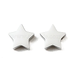 304 Stainless Steel Beads, Star, Stainless Steel Color, 7.5x8x3mm, Hole: 1.8mm(SA-E001-06P)