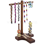 Baseball T Bar Wood Jewelry Display Stands for Necklaces Bracelets Rings, Tabletop Jewelry Organizer Holder, Saddle Brown, 25x19.5x32.6cm(ODIS-WH0177-011)