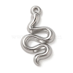 304 Stainless Steel Pendants, Snake Charm, Stainless Steel Color, 20x11x2mm, Hole: 1.1mm(STAS-C110-06P)