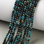 Natural Chrysocolla Beads Strands, Faceted, Round, 3~3.5mm, Hole: 0.6mm, about 111~113pcs/strand, 14.80''~14.96''(37.6~38cm)(G-Z150-A05-3mm-B)