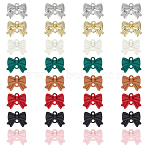 32Pcs 8 Colors Spray Printed Alloy Connector Charms, Bowknot Links, Mixed Color, 13x16.5x4.5mm, Hole: 1.8mm, 4pcs/color(FIND-ME0001-44)