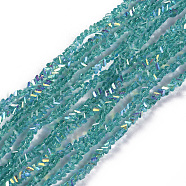 Electroplate Glass Beads Strands, AB Color Plated, Triangle, Dark Cyan, 2.2~3x3~4.7x2~3mm, Hole: 0.7mm, about 171~181pcs/strand, 12.4 inch~14.84 inch(31.5~37.7cm)(EGLA-E057-01A-03)