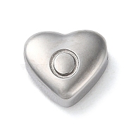 201 Stainless Steel Beads, Stainless Steel Color, Heart, Letter O, 7x8x3.5mm, Hole: 1.5mm(STAS-M335-01O-P)