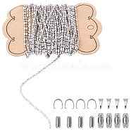 DIY 304 Stainless Steel Necklace Making Kits, Including Ball Chains & Ball Chain Connectors & Snap on Bails, Stainless Steel Color, Ball Chain: 4x2mm, 10m/set(DIY-UN0001-98P)