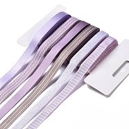Polyester & Polycotton Ribbons Sets, for Bowknot Making, Gift Wrapping, Lilac, 3/8 inch(11mm), 6 styles, about 3.00 Yards(2.74m)/Style, 18 Yards/Set(SRIB-P022-01E-11)
