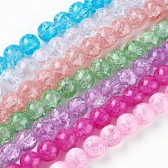 Crackle Glass Bead Strands, Round, Mixed Color, 10~10.5mm, Hole: 1.5mm, about 38~39pcs/strand, 14.56 inch~15.15 inch(37~38.5cm)(CCG-E002-10mm)
