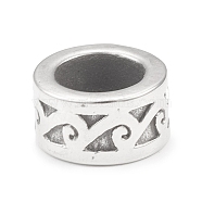 304 Stainless Steel European Beads, Large Hole Beads, Column, Antique Silver, 12.5x7mm, Hole: 8.3mm(STAS-G303-02AS)
