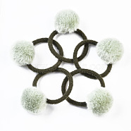 Imitation Wool Girls Hair Accessories, Ponytail Holder, Elastic Hair Ties, with Faux Mink Fur Ball, Light Green, 45~48mm(OHAR-S190-17B)
