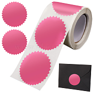 Paper Self-Adhesive Serrated Edge Awards Blank Stickers, for Embosser Stamp Sealing Blank Certificate Stickers, Camellia, 50x50mm, about 250pcs/roll(DIY-WH0504-151G)