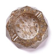 Resin with Natural Rutilated Quartz Chip Stones Ashtray, with Resin, Home OFFice Tabletop Decoration, Octagon, 103x98x26mm, Inner Diameter: 60mm(DJEW-F015-07E)