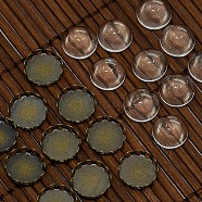 9.5~10mm Clear Domed Glass Cabochon Cover for Flat Round DIY Photo Brass Cabochon Making, Cadmium Free & Nickel Free & Lead Free, Antique Bronze, Cabochon Settings: 11mm, Tray: 10mm(DIY-X0103-AB-NR)