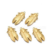 Ion Plating(IP) 201 Stainless Steel Pendants, Cicada, Real 18K Gold Plated, 29.5x15.5x3mm, Hole: 1.6mm(STAS-S119-165G)