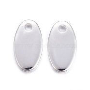 201 Stainless Steel Charms, Stamping Blank Tag, Oval, Silver Color Plated, 9x5x1mm, Hole: 1mm(STAS-H557-38S)