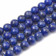 Natural Lapis Lazuli Beads Strands, Round, 6~7mm, Hole: 1mm, about 60~67pcs/strand, 15.7 inch(G-S333-6mm-013)