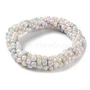 Crochet Glass Beads Braided Stretch Bracelet, Nepel Boho Style Bracelet, WhiteSmoke, Inner Diameter: 1-3/4 inch(4.5cm)(BJEW-K232-01T)