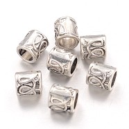 Tibetan Silver Beads, Lead Free and Cadmium Free, Column, Antique Silver, about 7mm long, 6.5mm wide, hole: 4.5mm(X-LF9839Y)