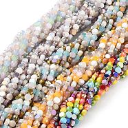 Electroplate Glass Beads, Faceted, Flat Round, Mixed Color, 4x2.5mm, Hole: 0.9mm, about 100~104pcs/strand, 14.17''~14.96''(36~38cm)(EGLA-P056-01)