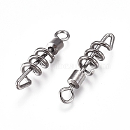Stainless Steel Fishing Ball Bearing Swivel, with Brass Welded Rings, Stainless Steel Color, 17.5x3.5mm, Hole: 1.2mm and 1mm(STAS-WH0017-01D)