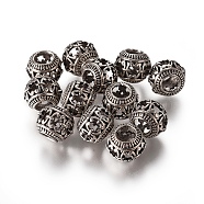 Tibetan Style European Beads, Rondelle, Antique Silver, 11x9mm, Hole: 4.5mm(X-MPDL-R019-10)
