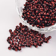 8/0 Opaque Colours Seep Glass Beads, Round Seed Beads, FireBrick, 2.5~3x2~3mm, Hole: 0.8mm, about 15000pcs/450g(SEED-M007-15)