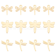 304 Stainless Steel Charms, Laser Cut, Dragonfly, Golden, 18pcs/box(STAS-UN0009-95G)