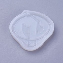 Pendant Silicone Molds, Resin Casting Molds, For UV Resin, Epoxy Resin Jewelry Making, White, 50x54x9mm, Hole: 4mm(DIY-WH0143-55)