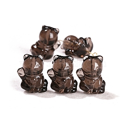 Natural Ice Obsidian Carved Fortune Cat Beads, 18x13mm(PW-WGB0343-01)