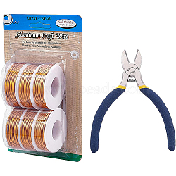BENECREAT Round Aluminum Wire, with Iron Side Cutting Pliers, Orange, 15 Gauge, 1.5mm, 10m/roll, 6 rolls(AW-BC0003-32F-1.5mm)