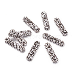 Tibetan Style Alloy Spacer Bars, Rectangle, 6-Hole, Cadmium Free & Lead Free, Antique Silver, 20x5mm, Hole: 1mm(A1122Y)