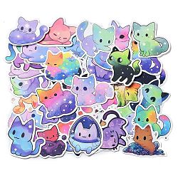 50Pcs PVC Waterproof Cat Stickers, for Suitcase, Skateboard, Refrigerator, Helmet, Mobile Phone Shell, Cat Shape, 43~70x41~74x0.2mm(STIC-D001-01D)