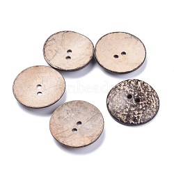 Natural Coconut Buttons, Large Buttons, 2-Hole, Flat Round, BurlyWood, 62.5x6.5~7.5mm, Hole: 5.5mm(BUTT-K008-01B)