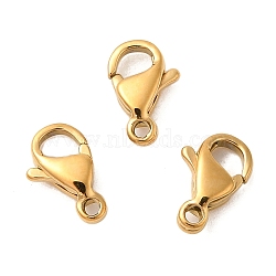 Ion Plating(IP) 304 Stainless Steel Lobster Claw Clasps Hand Polished, Parrot Trigger Clasps, Real 18K Gold Plated, 9x5.5x3mm, Hole: 1mm(X-STAS-AB09-G-01)