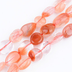 Natural Quartz Beads Strands, Tumbled Stone, Nuggets, Light Salmon, 5~13x5~10x3~8mm, Hole: 1mm, about 40~60pcs/strand, 14.57 inch~15.74 inch(37~40cm)(X-G-S359-149A)