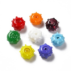 Handmade Bumpy Lampwork Beads, Round, Mixed Color, 12x13x8mm, Hole: 1.6mm(LAMP-E023-06)