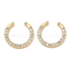 Rack Plating Brass Cuff Earrings with Rhinestone, Lead Free & Cadmium Free, Real 18K Gold Plated, 14x15x2mm(EJEW-D061-14G)