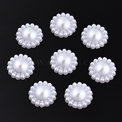 ABS Plastic Imitation Pearl Cabochons, Flower, White, 12x4.5mm, about 1000pcs/bag(SACR-R861-12mm-Z9)
