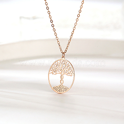 Elegant Stainless Steel Hollow Life Tree Pendant for Women's Daily Wear.(HY4553-3)