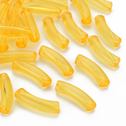 Transparent Acrylic Beads, Curved Tube, Gold, 32x9.5x8mm, Hole: 1.8mm, about 304~312pcs/500g(MACR-S372-002B-S002-G)