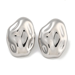 304 Stainless Steel Oval Stud Earrings for Women, Stainless Steel Color, 31.5x22.5mm(EJEW-U022-04P)