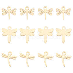 304 Stainless Steel Charms, Laser Cut, Dragonfly, Golden, 18pcs/box(STAS-UN0009-95G)