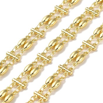 Rack Plating Brass Oval Link Chains, Soldered, with Spool, Cadmium Free & Lead Free, Real 18K Gold Plated, 10x3x2mm, 5.5x8mm