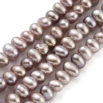 Natural Cultured Freshwater Pearl Beads Strands, Potato, Rosy Brown, 3.8~4.2mm, Hole: 0.6mm, about 43pcs/strand, 6.50 inch(16.5cm)