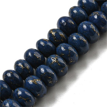 Dyed Synthetic Turquoise Beads Strands, Rondelle, Midnight Blue, 6x4mm, Hole: 1mm, about 86pcs/strand, 15.75 inch(40cm)