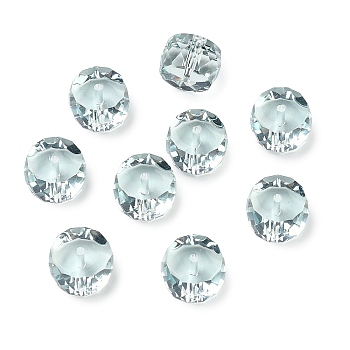 K9 Glass Imitation Austrian Crystal Beads, Faceted, Flat Round, Aquamarine, 12x8mm, Hole: 1mm